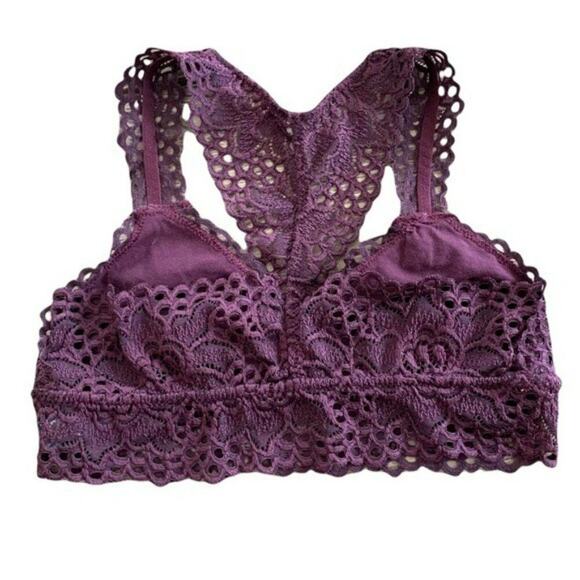 Aerie Women Made to Layer Bra Lace Floral Racerback Purple Bralette Boho Size XS - Picture 4 of 4